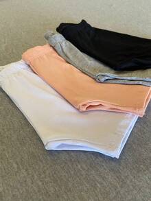 Kit 4 Shorts Infantil Básico Conforto e Liberdade  Básico, versátil para o Dia a Dia - branco-rose-branco-cinza - Visão 4