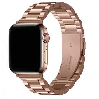 1pc Unisex Metal 3-Bead Decor Watch Band, Compatible With Apple Watch 38mm 40mm 41mm 42mm 44mm 45mm 46mm 49mm, Stainless Steel Magnetic Clasp Replacement Strap, Compatible With Apple Watch Series Ultra 3/2/1 11 10 9 8 7 SE 6 5 4 3 2 1