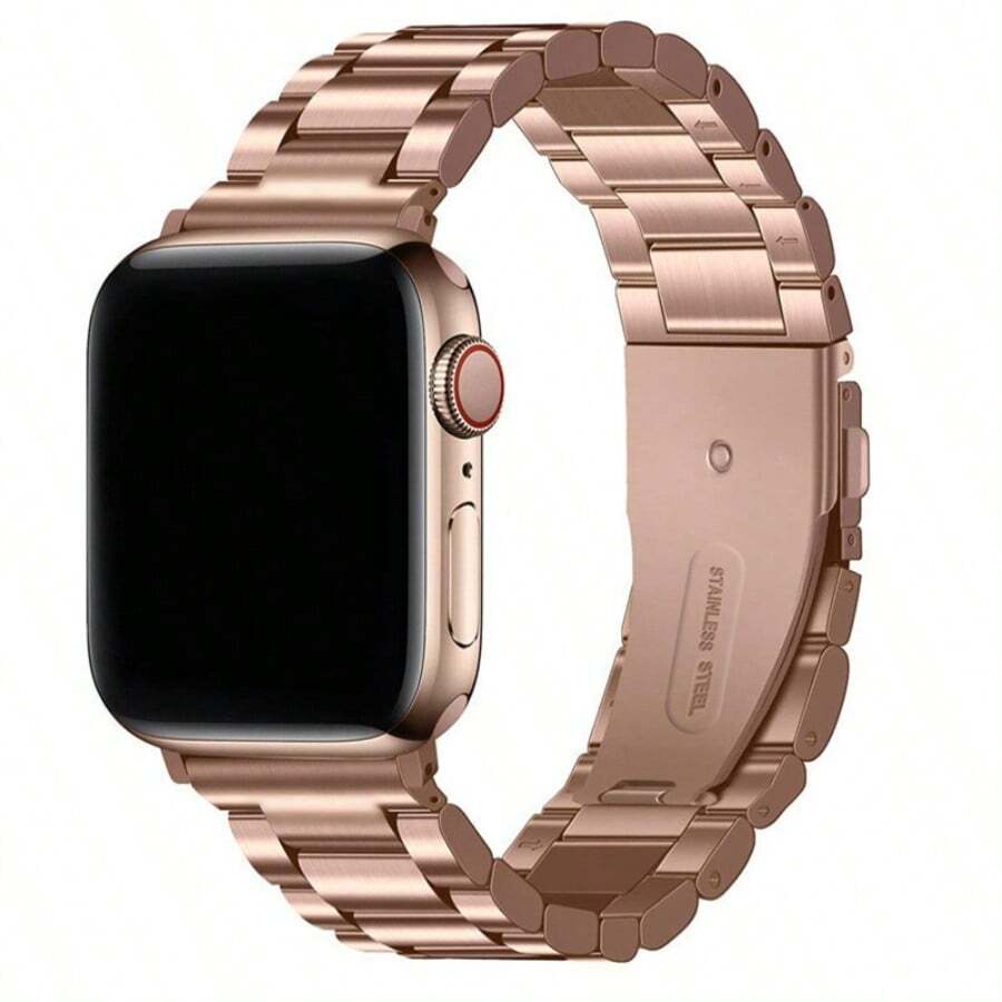 1条男女通用金属三珠装饰表带，兼容 38mm 40mm 41mm 42mm 44mm 45mm 46mm 49mm，不锈钢磁扣替换表带，兼容 Series Ultra 3/2/1 11 10 9 8 7 SE 6 5 4 3 2 1