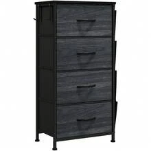 BALCONERA Chest Of Drawers, 5 Fabric Drawers With Handles, Storage Cabinet, Drawer Cabinet, Cupboard, Metal Frame, Fabric Chest Of Drawers For Bedroom, Living Room, Hallway, Office, Black Wood Grain - 深灰色 - 查看 8