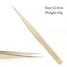 MyAoKuE-Up 1 pezzo Pinzette per ciglie in acciaio inossidabile dorato, strumenti per il trucco, non magnetici, per l'estensione di ciglie finte volume