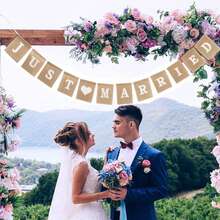 Rustikales Hochzeitsbanner aus Jute, vintage grobes Leinen Hochzeits-Girlande, Dekoration für Hochzeitsfeier, Geschenk