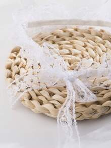 1pc White Lace Bow Elastic Leg Chain, Ins Style Minimalist Thigh High Stockings For Women