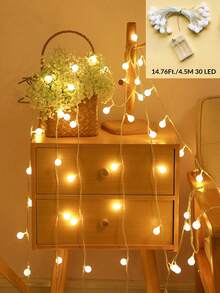 1条 1.5/3/6米 经典家居装饰小白球串灯，室内装饰LED球形串灯，室内房间/卧室墙壁装饰灯，户外露营帐篷装饰灯，户外花园装饰灯 - 小白球 - 查看 13