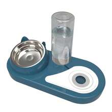 宠物双碗架 - 自动饮水猫/狗碗，颈部保护倾斜设计，防溢食物和水碗组合，不锈钢/陶瓷选项