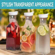 4 Pack 50oz Plastic Pitcher,Water Carafe With Flip Top Lid, Square Base Juice Containers,Water,Juice, Milk,Lemonade,Cold Brew And Mimosa Bar Clear Beverage,Hand Wash Only - Perfect For Mimosa Bar - Clear - View 8
