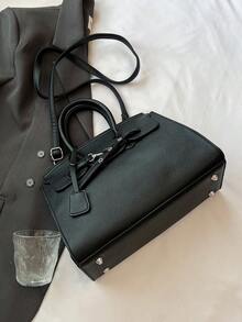 Nouveau sac à main pendant 2025  souple motif litchi, style mode euro-américain pour l'épaule et le corps croisé, convient pour un usage quotidien des femmes, le travail, les déplacements, les voyages, les vacances, les sorties, les cadeaux - Noir - Voir 6