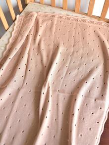 1pc Baby Cotton Hollow Knit Blanket, Comfortable & Delicate Lace Trim, For Daily Use - White - View 9