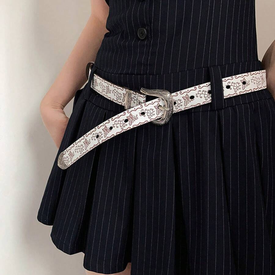 2025 New  Vintage  White Belt Stylish Belt Niche Design Versatile Accessory - 咖啡 - 查看 1