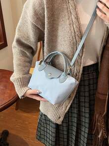 Túi xách nữ mới bằng nylon Dandelion màu trơn, túi đeo vai, túi đeo chéo - Màu xanh nhạt - Xem 6