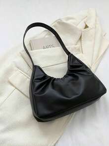 Elegant Fashion Shoulder Bag, New Spring/Autumn Solid Color Pleated Fresh Handbag With Underarm Feel - 白色 - 查看 9