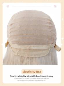 1 Piece Of Synthetic Heat-Resistant Curly Hair With Bangs, Long Rolled White Gold Wig, 28 Inches Long Woven Daily Natural And Realistic Wig (Without Accessories) - Gold - View 7