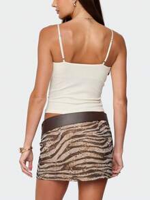 Women Cowl Neck Cami Tank Tops Layered Bra Spaghetti Strap Cutout Ruched Front Slim Fit Beaded Camisole Crop Tops Summer Sexy Backless Sleeveless Vests Shirts Party Club Going Out Tops Streetwear - trắng - Xem 2