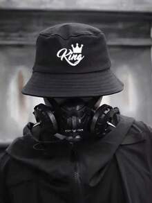 Versatile! Black & White Blend Bucket Hat, Abstract N Letter Print, Practical Casual Golf Cap For Sun Protection - Multicolor - View 13