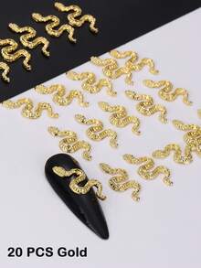 Phụ kiện trang trí móng tay hình rắn màu bạc, động vật rắn, phong cách gợi cảm Y2K, trang trí móng tay, thiết kế tự làm, 5/20/50/100 món, phụ kiện làm móng, đồ trang trí móng, đá quý làm móng - Bạc - Xem 13