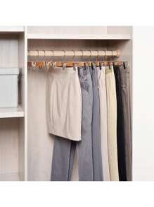 3/5/10 piezas Perchas de ropa de madera natural, perchas de pantalones/faldas de madera con clips metálicos ajustables, excelentes para volver a la escuela, Navidad y otros regalos festivos