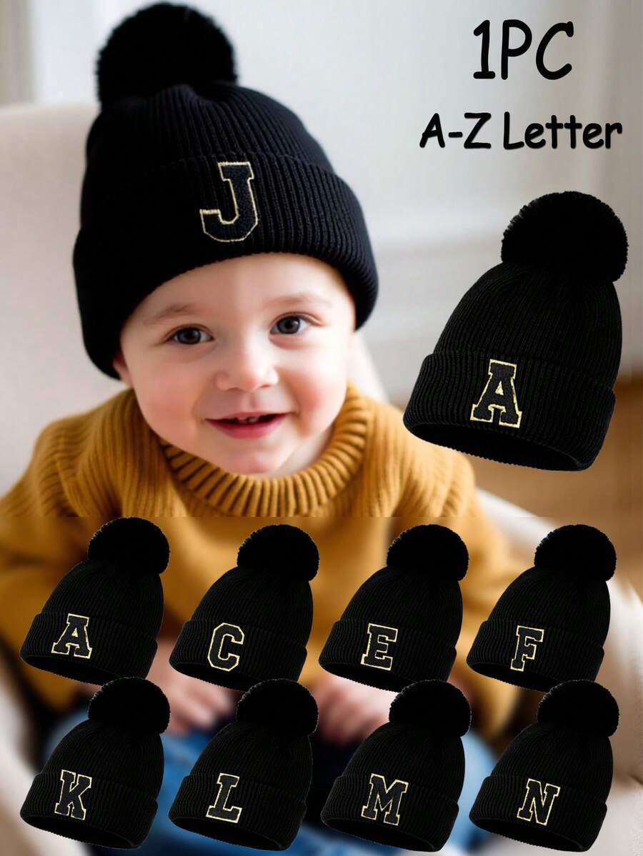 1pc 26 Letter Knitted Newborn Baby Hat, Knitted Cap For Infants ...