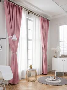 1 件纯色现代人造丝遮光窗帘，杆袋设计，适用于客厅和卧室 - 透明滤光窗帘，客厅窗帘，卧室窗帘