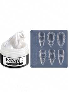 3D 雕刻凝胶不粘手雕刻凝胶套装，透明白粉色裸色固体指甲修整凝胶，含法式蛋糕霜指甲雕刻模具双头硅胶美甲雕刻笔美甲刷雕刻 DIY 美甲沙龙美甲用品套装 - 彩色 - 查看 13