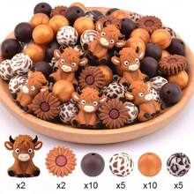 6/34/55/56/100pcs 3D Highlands Cow Focal Point Daisy Flower Silicone Beads Hexagon Silicone Beads Suitable For DIY Crafts Jewelry Necklace Bracelet Keychain Making - 3D Highland Cattle Series - View 16
