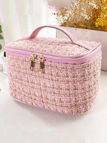 1pc Large Capacity Cosmetic Bag, Portable Travel Makeup Organizer Pouch, Multi-Functional Handbag, Double-Layer Toiletry Bag, 3 Sizes, Suitable For Makeup Brushes - Multicolor - View 21