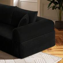 83" Modern Corduroy Loveseat Sofa,2-Seater Cloud Couch With Memory Foam And Spring  Seat With Four Pillows,Deep Seat Sofa With Wide Armrests,No Assembly Couch In A Box For Bedroom,Living Room - 黑色 - 查看 9