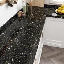 Black And Gold Granite Contact Paper For Countertops Peel And Stick Countertop Covers Waterproof Removable Marble Wallpaper For Kitchen Bathroom Counter Tops Desk Cabinets Vinyl Wrap 12"X200" - 金黑 - 查看 2