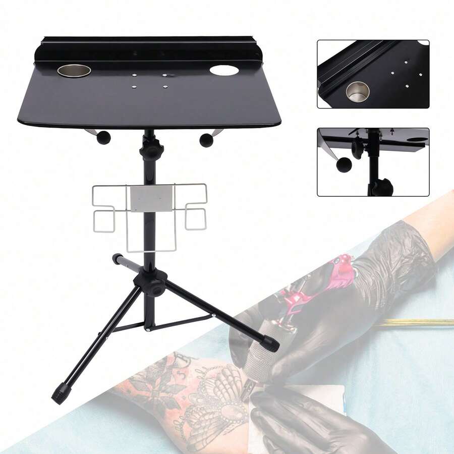 YUNRUX Tattoo Desk Table Workstation 61-107 Cm Adjustable Tattoo Workbench Black Large Tattoo WorkStation Table Tattoo Supply Table Workplace Desk - Black - View 1