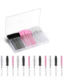 150/50支一次性睫毛膏刷/睫毛刷，适用于睫毛嫁接、睫毛膏涂抹器、化妆刷，一次性水晶棒套装带收纳盒，眉刷、眼影刷、螺旋刷/睫毛刷 - 彩色 - 查看 2