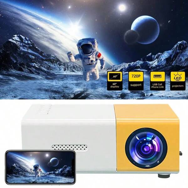 1080P Full HD professioneller tragbarer Videoprojektor, unterstützt USB-Anschluss, Spiegeln, Heimkino und Outdoor-Camping-Film-Projektor mit Fernbedienung, kompatibel mit Smartphones/Tablets/Laptops, integrierter Lautsprecher