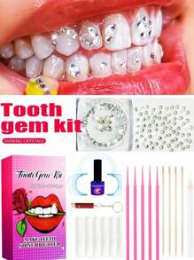 220 Stücke selbstklebende Zahnedelsteine DIY-Set, modischer Zahnschmuck, Kristall-Strass-Aufkleber, super glänzende weiße Zahndekorationen, Schmetterling-Flachdiamanten, Zahnschönheits-Materialiensatz, europäischer & amerikanischer Hip-Hop Goth Y2K Stil, inklusive aller Werkzeuge