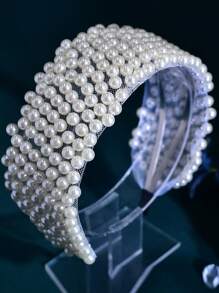 1 buc. Bentiță elegantă de mireasă cu perle, cerc de păr pentru femei, accesoriu de păr pentru nuntă, potrivită pentru domnișoare de onoare, fete, petrecere zilnică