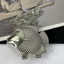 2025 New Cute And Unique Crossbody Purses Evening Clutch Bag For Women Fish Shape Shoulder Crossbody Bag Fashion Handbag Satchel Purse Gifts - 銀色 - 查看 2