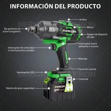 2100 N.m Llave De 3/4 Impacto Inalámbrica Electrica 2batería,Herramientas domésticas,Llave eléctrica,Llave eléctrica doméstica,Llave de tubo - Verde - Ver 3