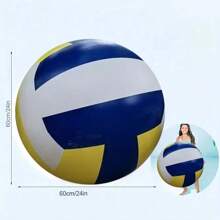 1pc Giant Inflatable Volleyball, Durable PVC Beach Ball With Vibrant Blue & Yellow Stripes And Heart Design | Lightweight, Suitable For Pool, Beach, Outdoor Games | Perfect For Family Fun, Team Building Parties, Camping Trips, Beach Parties, Holiday Gifts (Christmas, Valentine's Day), Volleyball Gifts, Outdoor Games, Water Sports