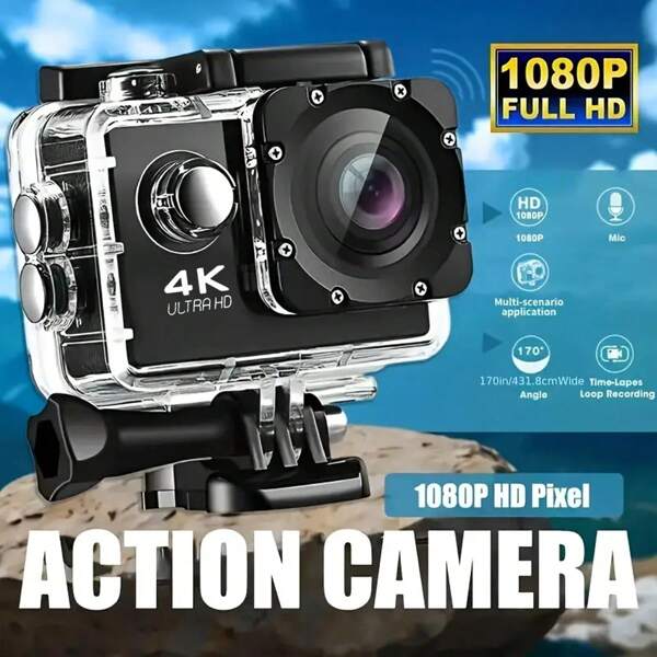 1 pièce Caméra d'action 4K | Mini caméra antichoc pour vélo/moto | Caméra de plongée étanche sous-marine | Caméra de sport extérieur | Mini caméra portable 18MP | Caméra vidéo de cyclisme rechargeable