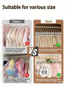 10 Stücke/Set Baby Kleiderbügel - 360° drehbare Silikonclips Kinderhosen/Hosen Bügel, platzsparender Kleiderorganizer für Babys, hochwertige Edelstahl, geeignet für Neugeborene und Kinder, Farbe zufällig - Verschiedenfarbig - Übersicht 8