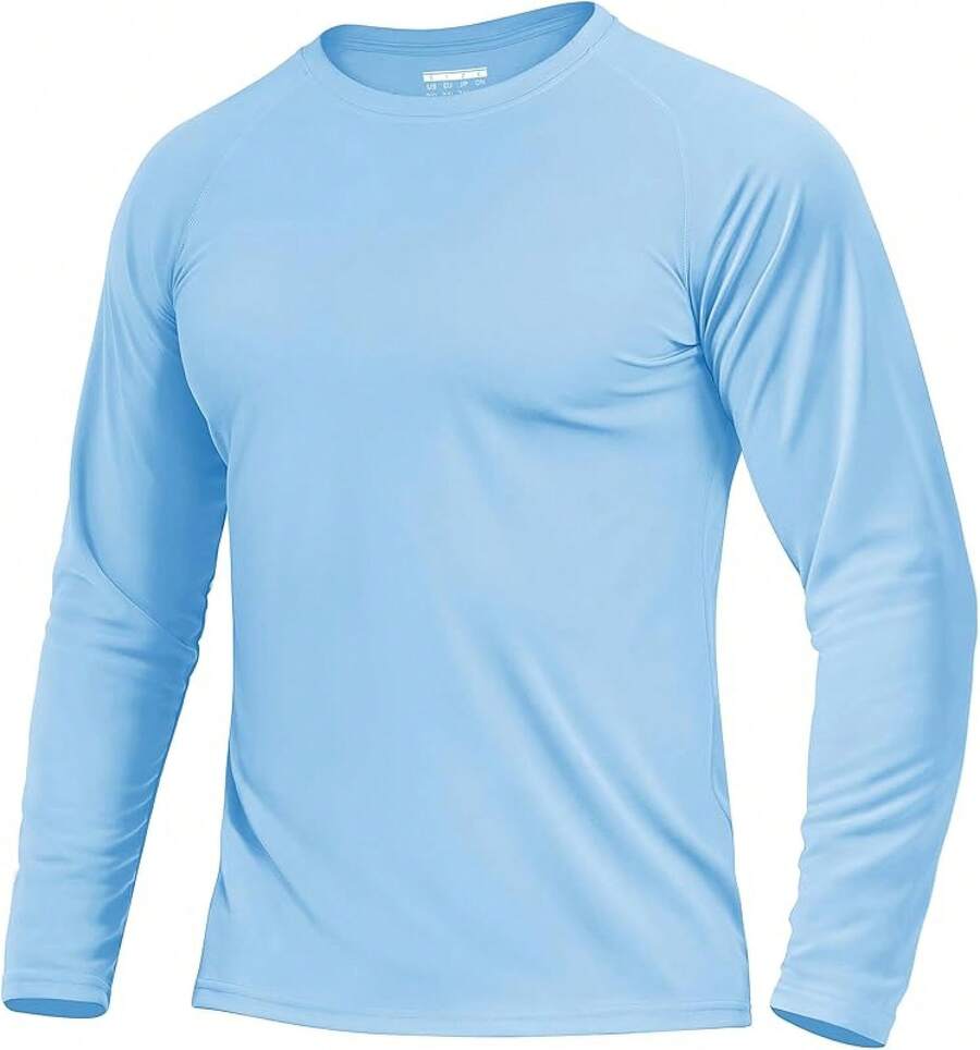 Boladeci Men's UPF 50 Sun Protection UV SPF Shirts Long Sleeve Lightweight Quick Dry Swim T-Shirts Rash Guard - 藍色 - 查看 1