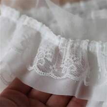 13cm Wide X 1 Yard 3-Layer Ruffle Chiffon Lace Ruched Collar With Embroidery Trim, DIY Wedding Doll Clothing Supplies - White - View 6