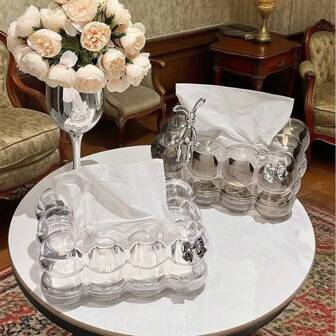 1pc High-End Cute Spherical Plastic Tissue Box, Luxury Coffee Table Decor, Napkin Holder For Home
