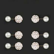 3/4/6/8/12颗山茶花图案服装胸前隐形纽扣，衬衫开衫领口夹扣纽扣 - 彩色 - 查看 15