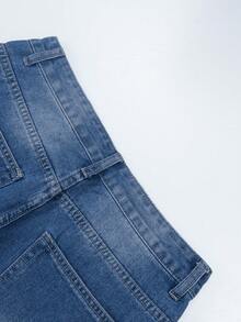 男士水洗宽松直筒牛仔裤 - 中等水洗藍 - 查看 4