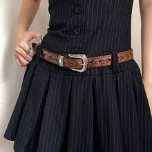 2025 New  Vintage  White Belt Stylish Belt Niche Design Versatile Accessory - 咖啡 - 查看 10