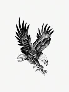 1pc Men's Temporary Tattoo, Gothic Style Fierce Eagle Design, Edgy & Masculine, Suitable For Cool Men, Lasts 7-14 Days, Waterproof & Sweatproof, Can Be Applied On Arm, Shoulder - Black - View 5