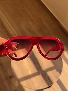 1pc Oversized Sports Fashion Glasses, Personality Street Style Fashion Eyewear,Casual & Versatile Basics Fall Winter Women Outfits Clothes Business Casual Gifts Y2k Fashion Glasses Women Shades Ladies Eyeglasses Fall Winter Outfits Beach Accessories Vintage Y2k Basics Business Casual Gifts Y2KFest MusicFest Preppy Style Back To School - 紅色 - 查看 6