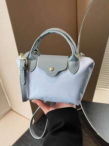 Túi xách nữ mới bằng nylon Dandelion màu trơn, túi đeo vai, túi đeo chéo - Màu xanh nhạt - Xem 9