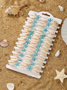 12pcs/Set Bohemian Shell & Starfish Braided Bracelet Set, Suitable For Women Everyday Wear, Vacation, Holiday, Birthday, Party, Gift - Multicolor - View 6