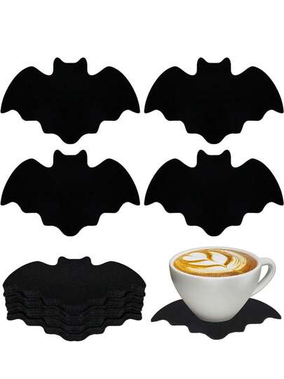 10 Stücke Halloween Fledermaus & Spinnennetz Filz rutschfeste Untersetzer & Tischsets, Feiertags-Themen Geschirr Matten - Spinnennetz, Untersetzer, Tischsets Dekoration für den Tisch, Halloween Dekorationen