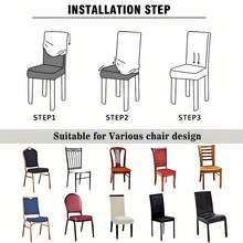 Bộ 4/6/5/7 tấm bọc ghế và khăn trải bàn họa tiết hoa đá quý bạc cao cấp, 4 tấm (4 tấm bọc ghế), 6 tấm (6 tấm bọc ghế), 5 tấm (1 khăn trải bàn + 4 tấm bọc ghế), 7 tấm (1 khăn trải bàn + 6 tấm bọc ghế), Trang trí bàn ăn hình chữ nhật và ghế, Thanh lịch và có thể tháo rời, Thích hợp cho gia đình, nhà hàng, khách sạn - Nhiều màu - Xem 5