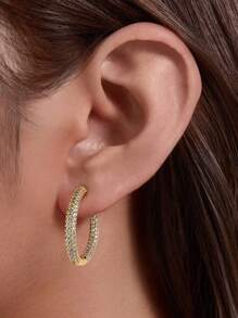 1 对 S925 纯银全锆耳环优雅精致高端珠宝礼物节日礼物生日礼物适合女性日常佩戴